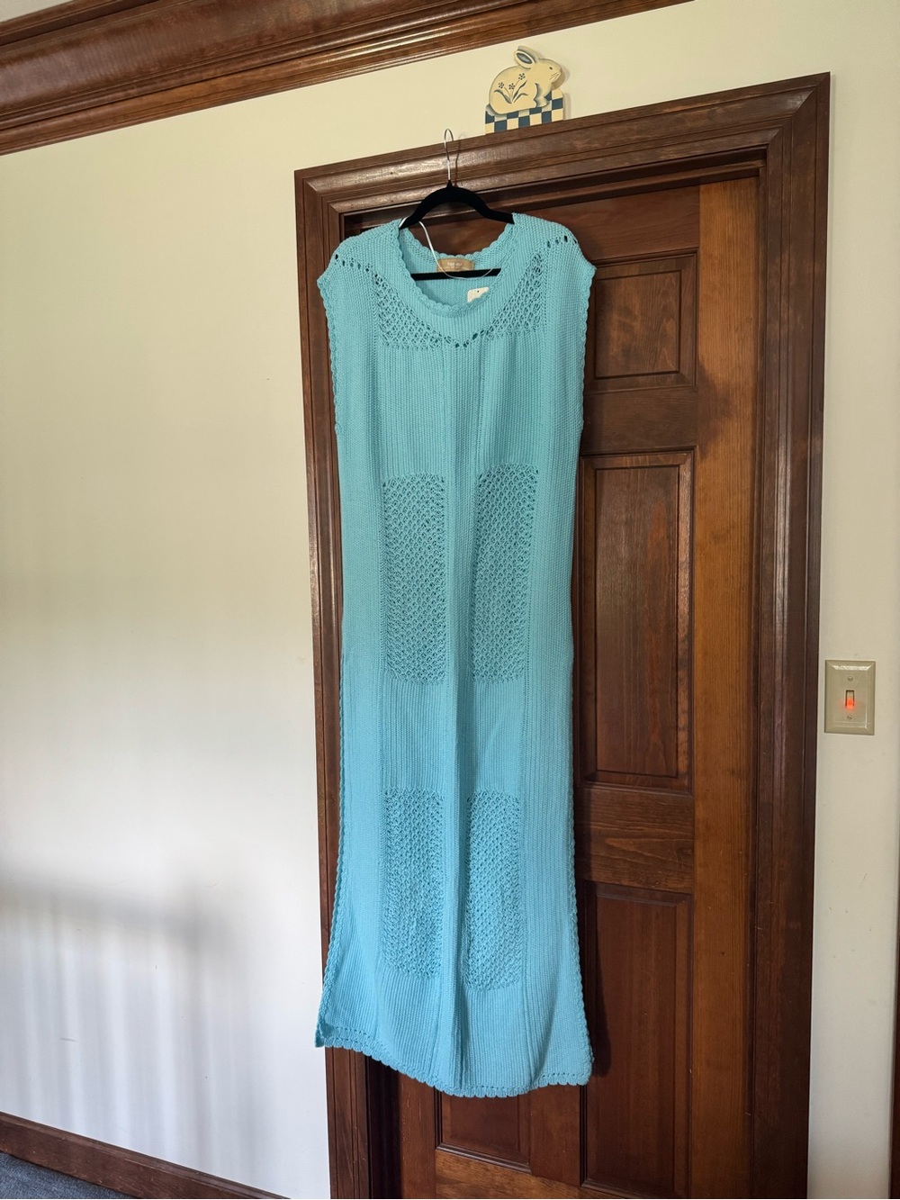 Ocean Blue Crochet Knit Panel Maxi Dress - Women
